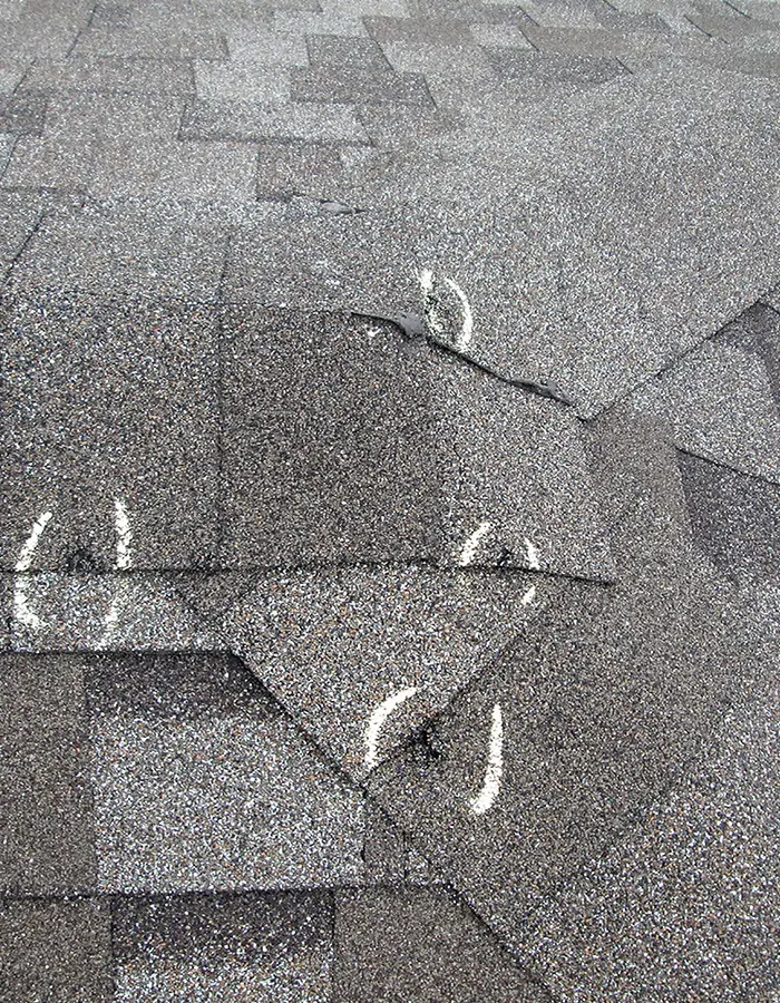 hail damage on shingle roof