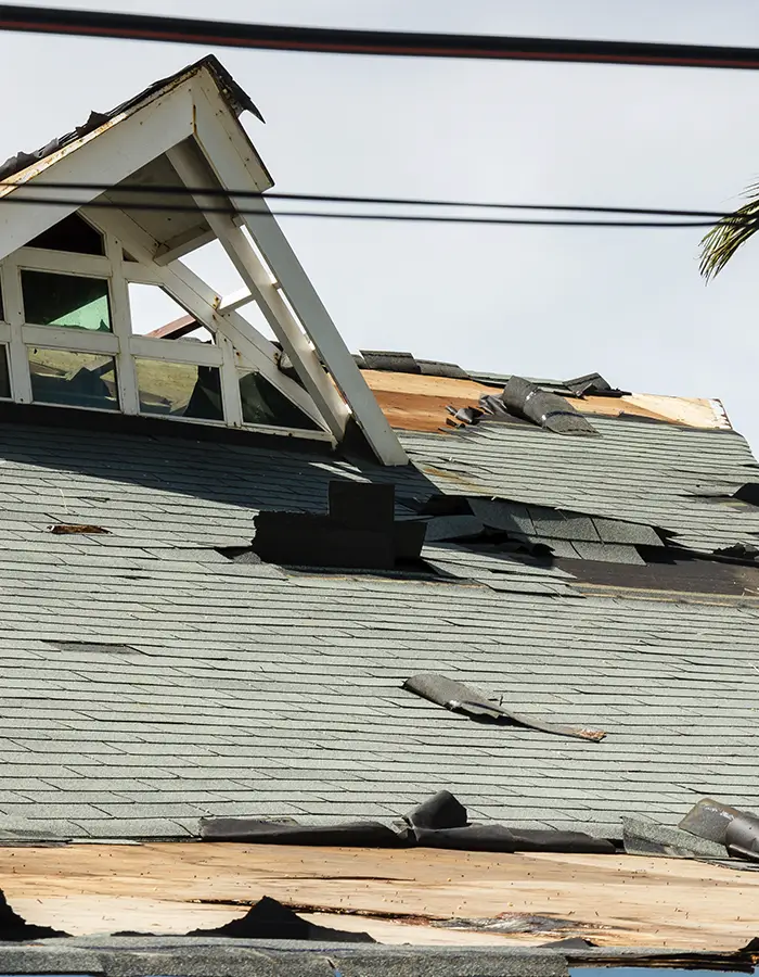 hurricane damage to shingle roof